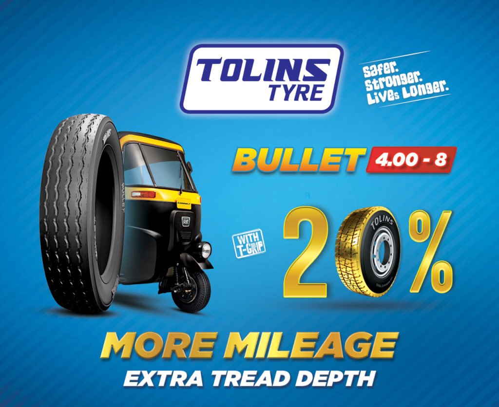 Tolins Bullet 4.00 - 8 Three Wheeler Tyre