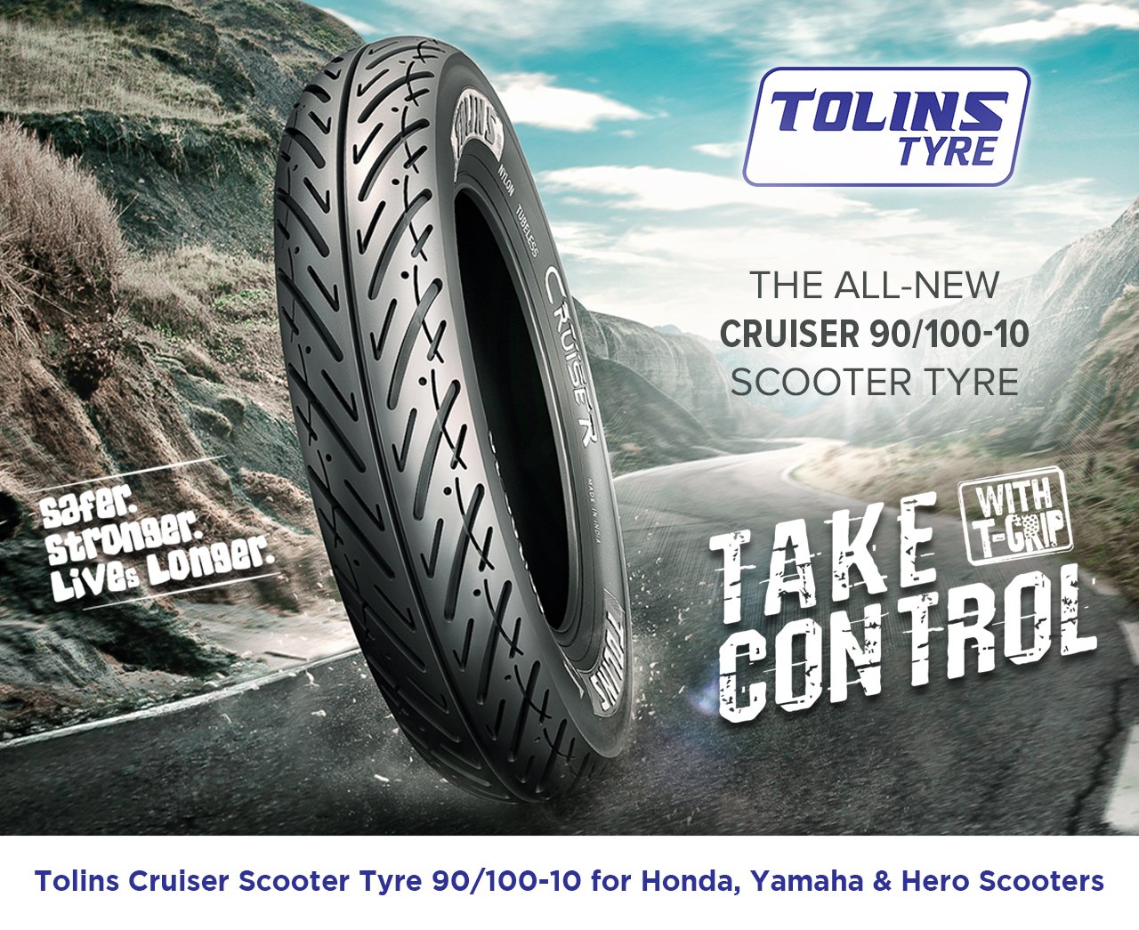 All-New Tolins Cruiser 90/100 - 10 Scooter Tyre
